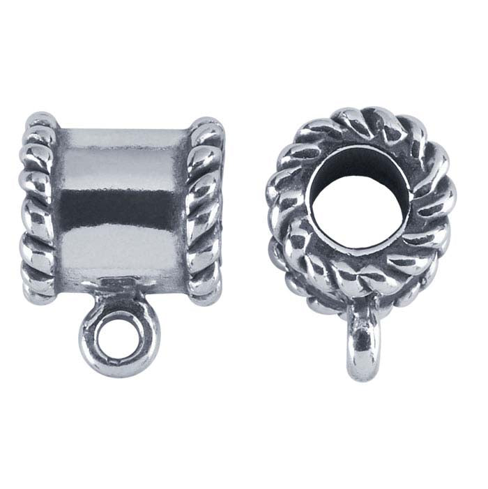 Sterling Silver Rope-Edge Tube Bail with Ring