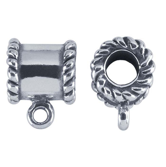 Sterling Silver Rope-Edge Tube Bail with Ring