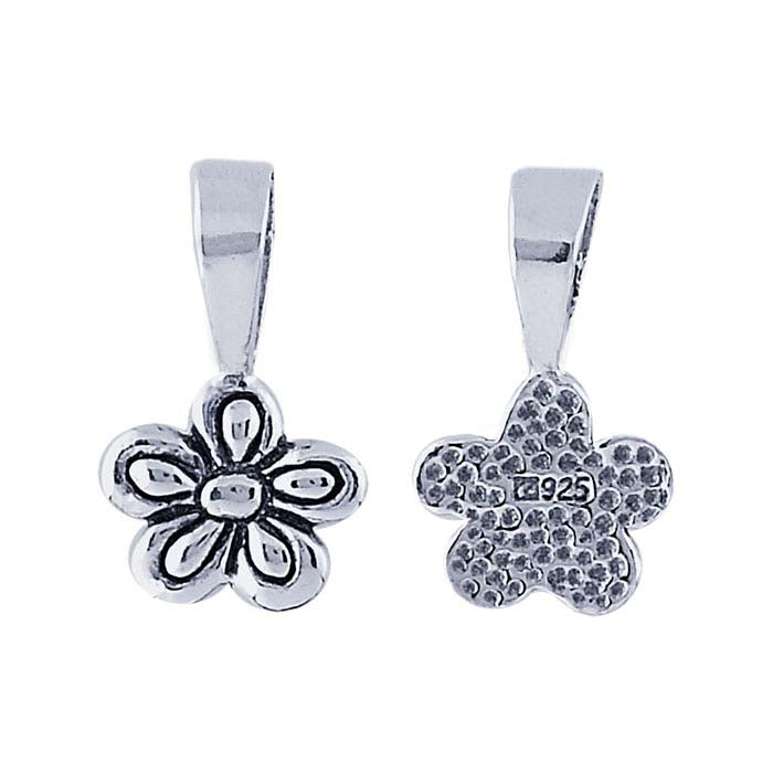 Sterling Silver Flower Glue-On Bail