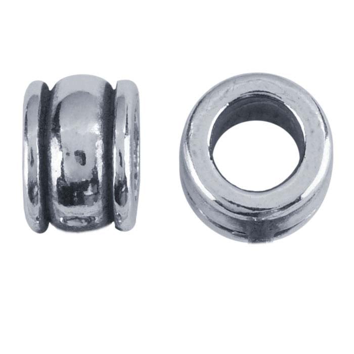 Sterling Silver 6 x 8mm Double-Channel Slide Bead