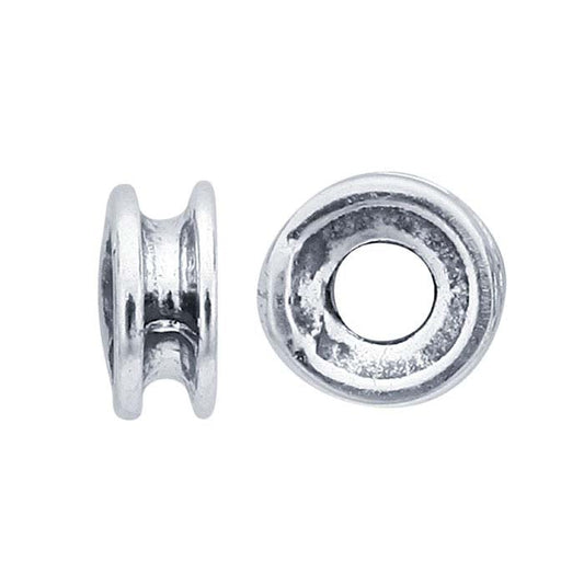 Sterling Silver 4 x 2mm Grooved Bead