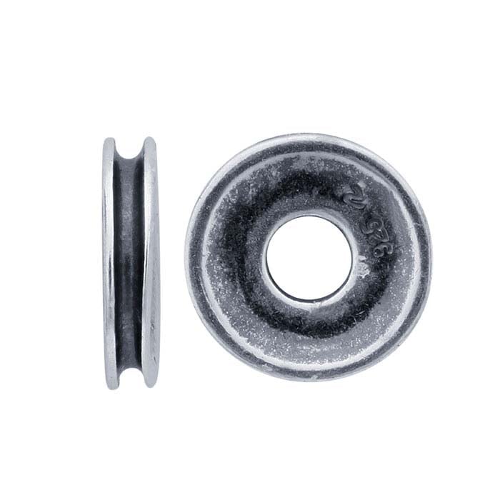 Sterling Silver 8 x 2mm Grooved Bead