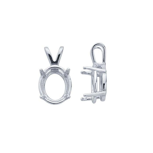 Sterlingsilber 12 x 10mm Oval ReadySet™ Korb Anhängerfassung