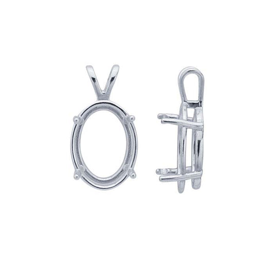 Sterling Silber 16 x 12mm Oval ReadySet™ Korb Anhängerfassung