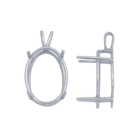 Sterlingsilber 25 x 18mm Oval ReadySet™ Tiefes Korb-Anhängerfassungs-Set