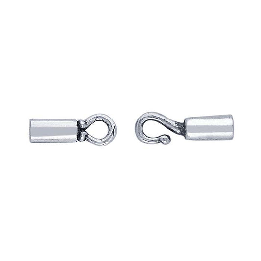 Sterling Silver 25.2 x 4.6mm Tube-End Hook & Eye Clasp