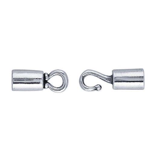 Sterling Silver 29 x 5.8mm Tube-End Hook & Eye Clasp