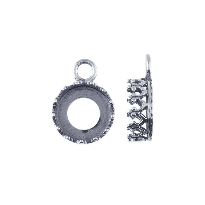 Sterling Silver Oxidized 8mm Round Gallery Wire Cabochon Component Mounting