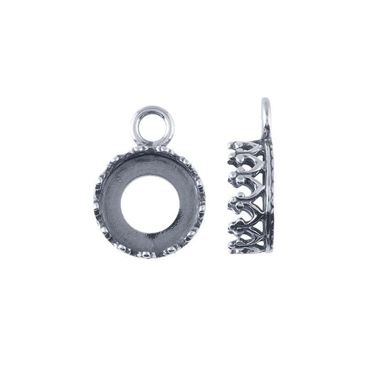 Sterling Silver Oxidized 8mm Round Gallery Wire Cabochon Component Mounting