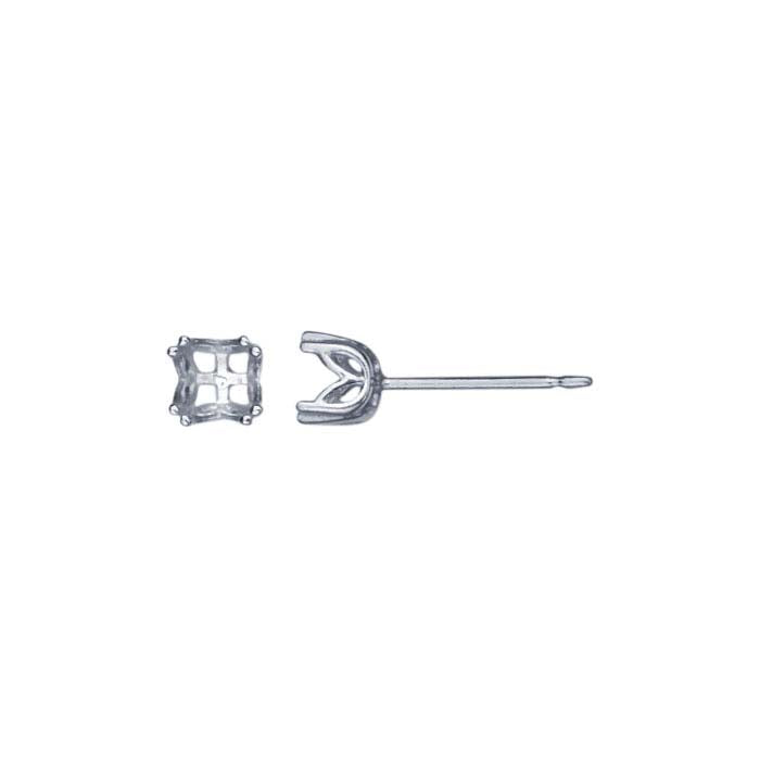 Sterling Silver 4mm Pre-Notched Round Post Earring Mounting