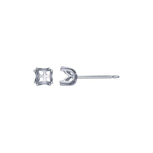 Sterling Silver 4mm Pre-Notched Round Post Earring Mounting