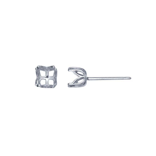Sterling Silver 5mm Pre-Notched Round Post Earring Mounting