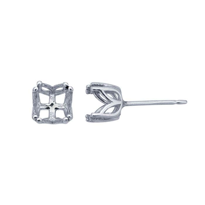 Sterling Silver 6mm Pre-Notched Round Post Earring Mounting