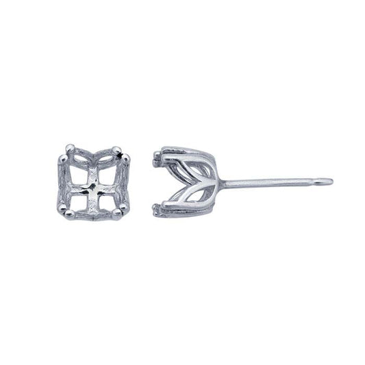 Sterling Silver 6mm Pre-Notched Round Post Earring Mounting