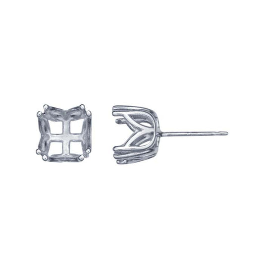 Sterling Silver 8mm Pre-Notched Round Post Earring Mounting