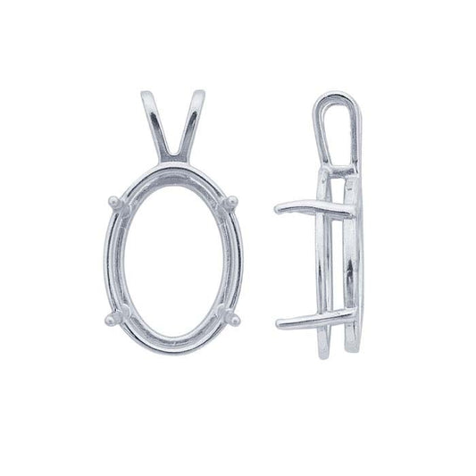 Sterling Silver 18 x 13mm Oval ReadySet™ Basket Pendant Mounting, 4-Prong