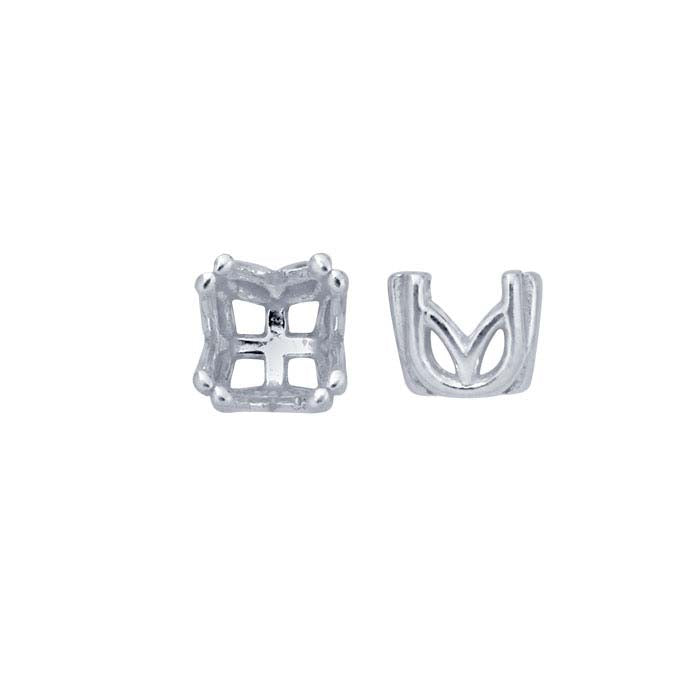 Sterling Silver 4mm Round Pre-Notched Double-Prong 4-Prong Setting