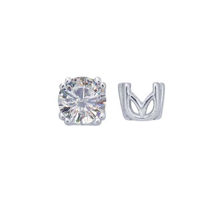 Sterling Silver 4mm Round Pre-Notched Double-Prong 4-Prong Setting