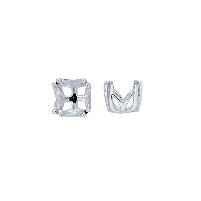 Sterling Silver 5mm Round Pre-Notched Double-Prong 4-Prong Setting