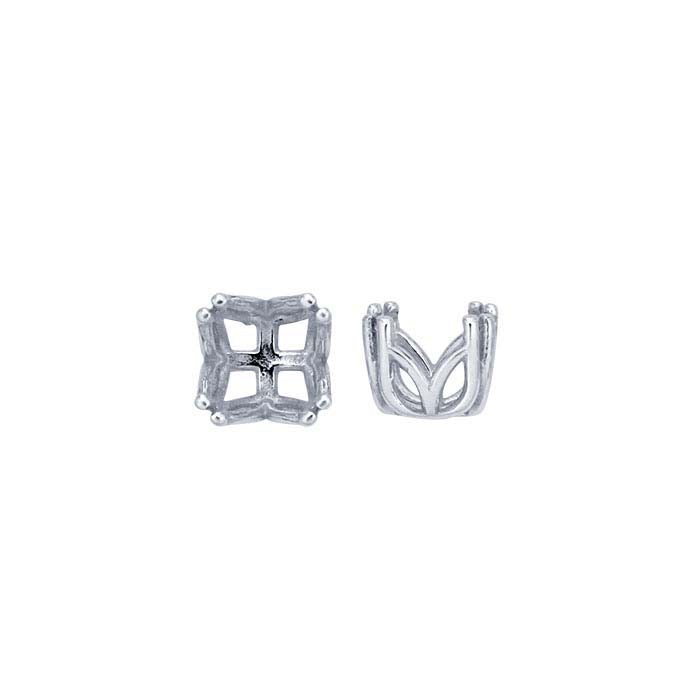 Sterling Silver 6mm Round Pre-Notched Double-Prong 4-Prong Setting