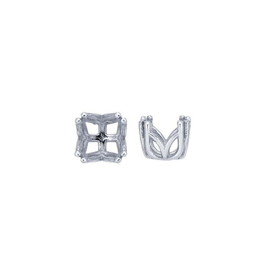 Sterling Silver 6mm Round Pre-Notched Double-Prong 4-Prong Setting