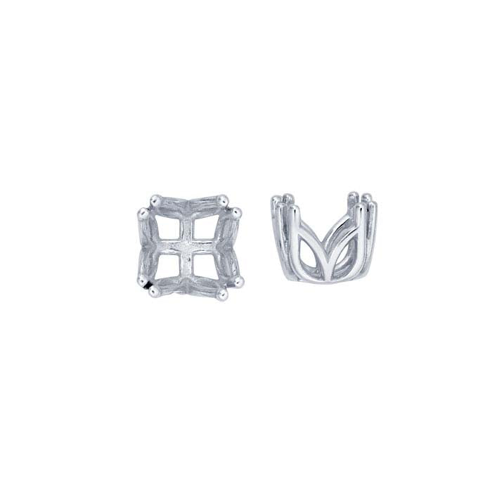 Sterling Silver 8mm Round Pre-Notched Double-Prong 4-Prong Setting