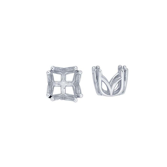Sterling Silver 8mm Round Pre-Notched Double-Prong 4-Prong Setting