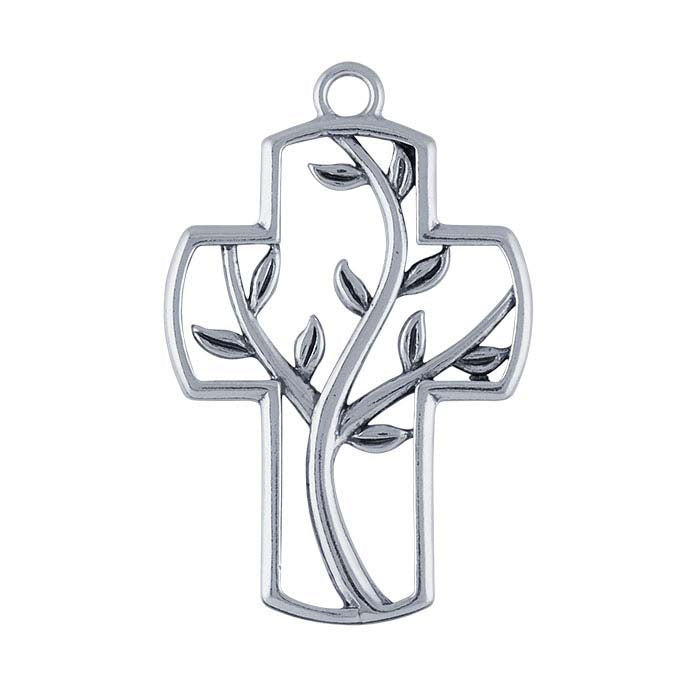 Sterling Silver "Tree of Life" Open Cross Component