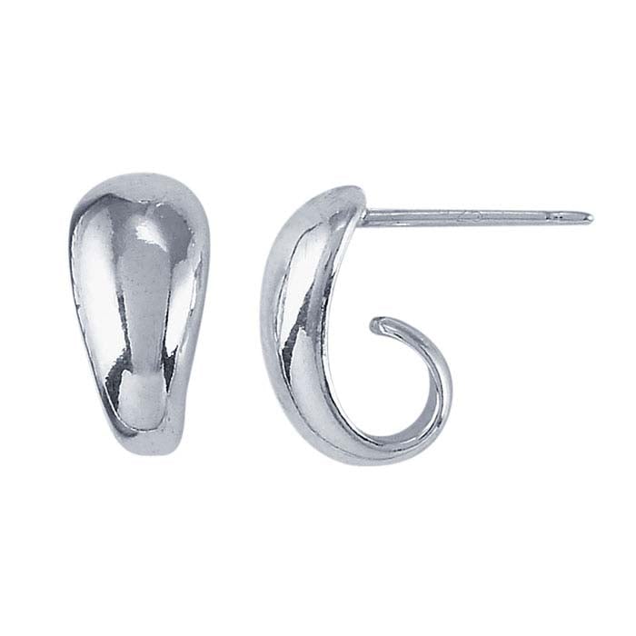Sterling Silver Curved Post Earring with Hook