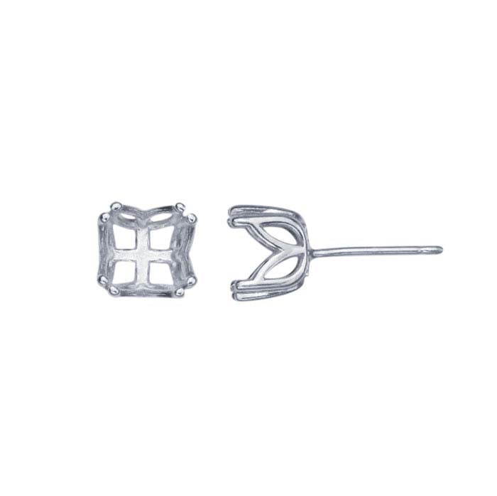 Sterling Silver 7mm Pre-Notched Round Post Earring Mounting