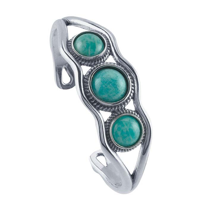 Sterling Silver Three-Stone Cuff Bracelet Mounting