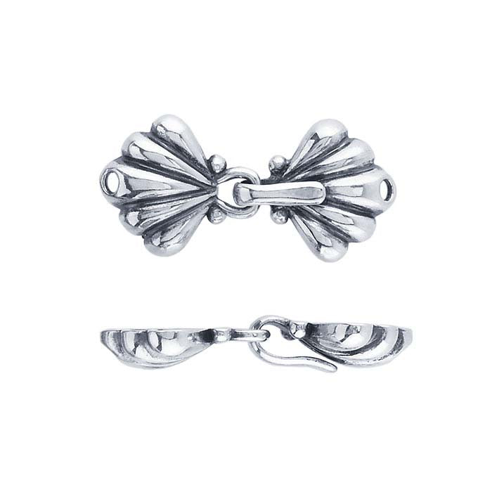 Sterling Silver 30 x 13.8mm Fluted Hook & Eye Clasp