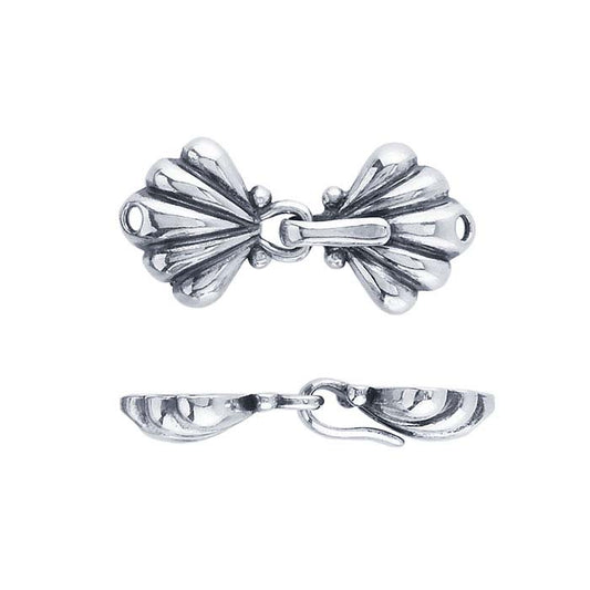 Sterling Silver 30 x 13.8mm Fluted Hook & Eye Clasp