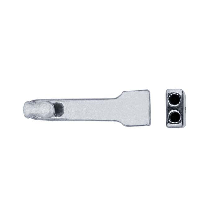 Sterling Silver 28.5 x 8.4mm Hook Clasp, 2-Strand