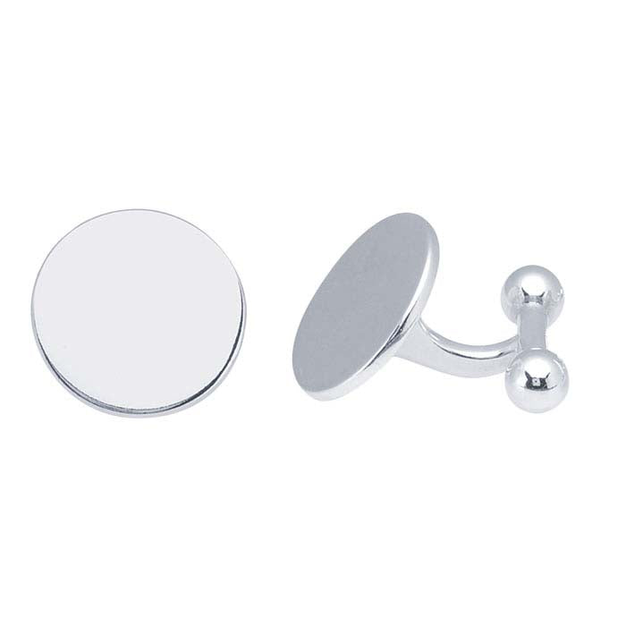 Sterling Silver Flat-Top Ball-End Cuff Links