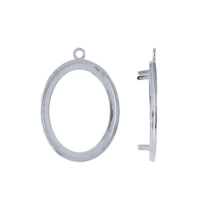 Sterling Silver Oval Cabochon Pendant Mounting