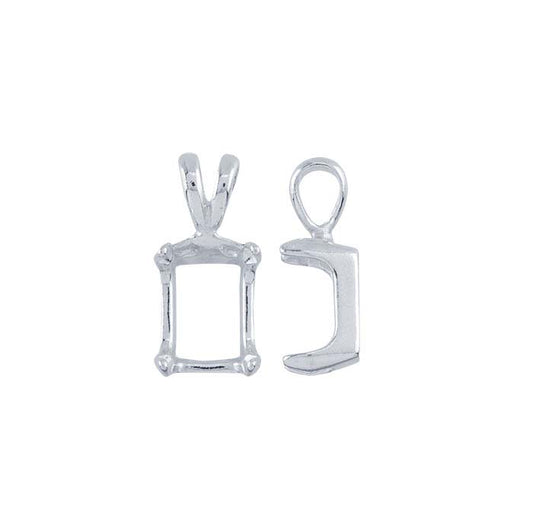 Sterlingsilber 10 x 8mm Smaragdschliff ReadySet™ Anhängerfassung