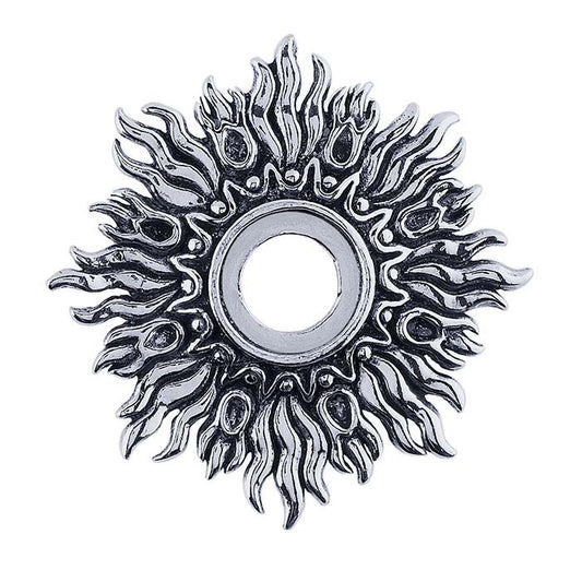 Sterling Silver 12mm Round  Sunburst Pendant Mounting