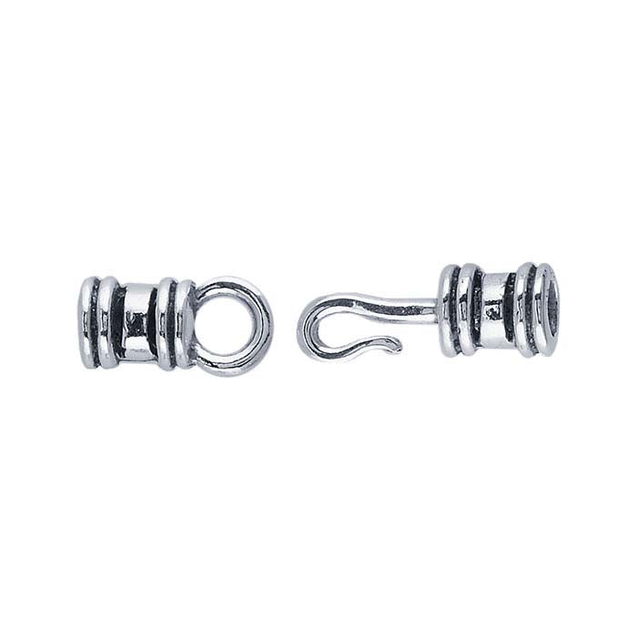 Sterling Silver 24.9 x 5.9mm Double-Banded Crimp-Style Hook & Eye Clasp