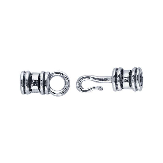 Sterling Silver 24.9 x 5.9mm Double-Banded Crimp-Style Hook & Eye Clasp