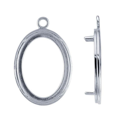 Sterlingsilber 30 x 22mm Ovaler Cabochon Anhängerfassung