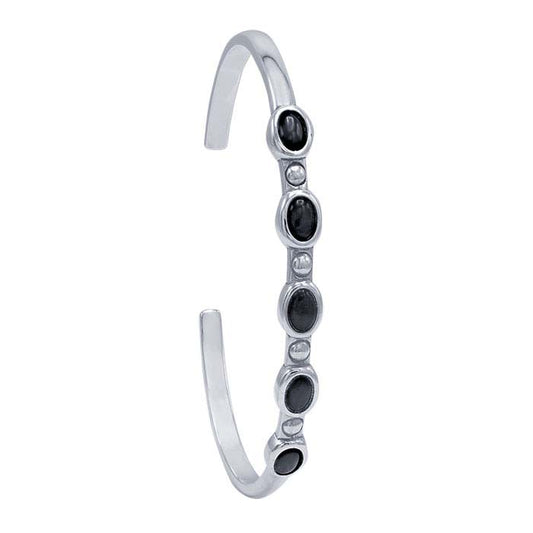 Sterling Silver Five-Stone Oval Cuff Bracelet Mounting