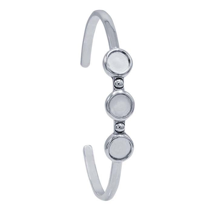 Sterling Silver 8mm Round Cuff Bracelet Mounting