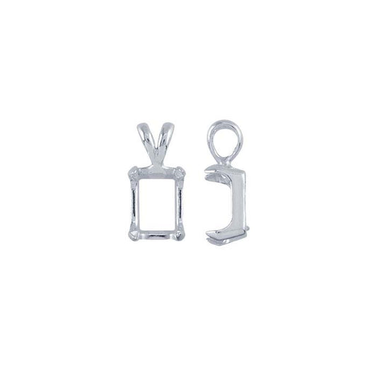 Sterlingsilber 8 x 6mm Smaragdschliff ReadySet™ Anhängerfassung