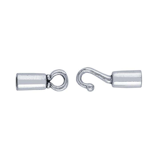 Sterling Silver 23.7 x 4.5mm Tube-End Hook & Eye Clasp