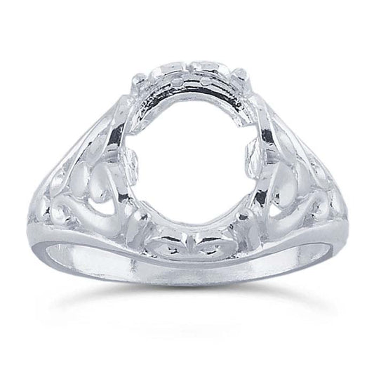 Sterling Silver Oval Cabochon Ring Mounting