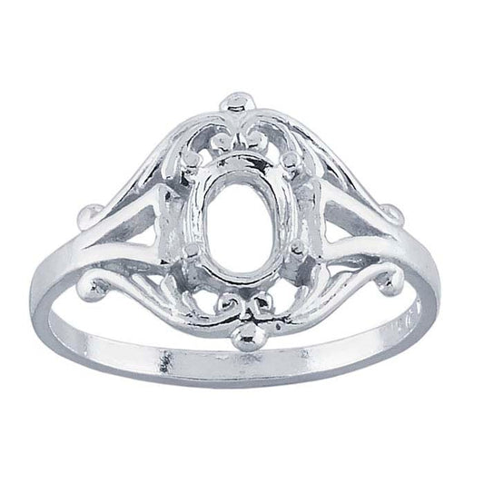Sterling Silver 6 x 4mm Oval Ring Mounting