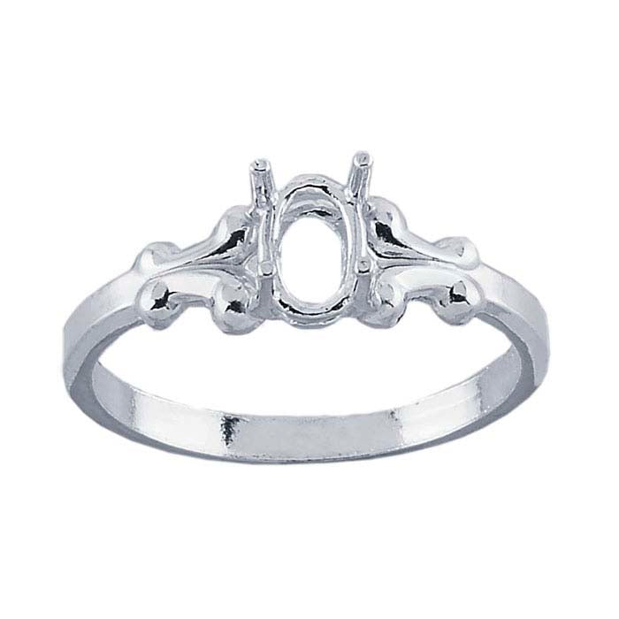 Sterling Silver 6 x 4mm Oval Ring Mounting