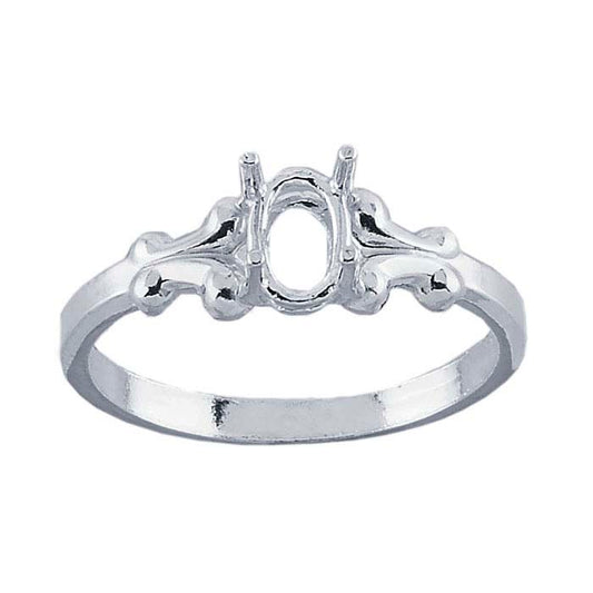 Sterling Silver 6 x 4mm Oval Ring Mounting