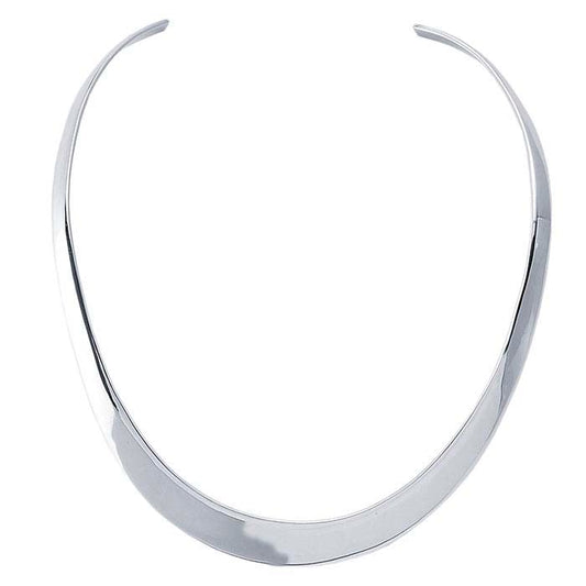 Sterling Silver 17mm Flat Tapered Neck Ring
